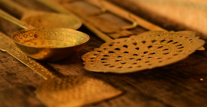 shop handmade kitchen set - pure brass utensils 